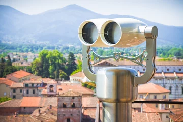 Foto op Canvas Medieaval italian city with binoculars on foregound © Francesco Scatena