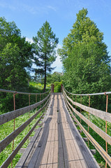 Fototapeta na wymiar Wooden bridge among nature