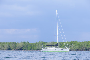 Sailing yacht on the sea at Phang Nga Bay, Thailand