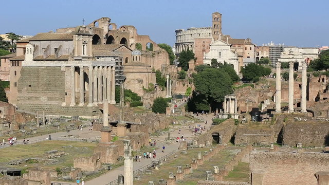 Time Lapse Tourist Visiting Roman Forum at Rome Lazio Italy