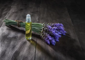 Poster Lavande lavender flowers and essential oil