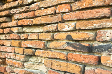 Old damaged brick wall background