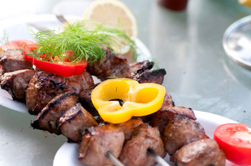 fried skewers served with pepper and dill