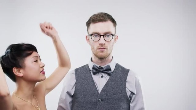 Funny Nerd Guy sexy woman dancing slow motion wedding photo booth series