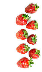  background of strawberries in two rows in isolation top view