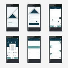 Template mobile application interface design.