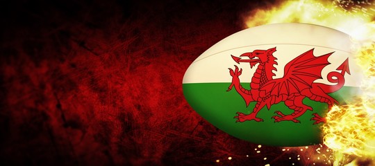 Composite image of wales rugby ball