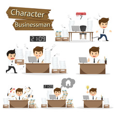 Businessman character on office worker set vector illustration