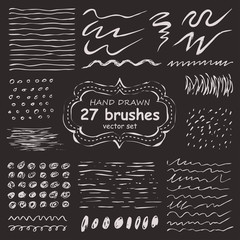 vector set of 27 hand-drawn grunge brushes
