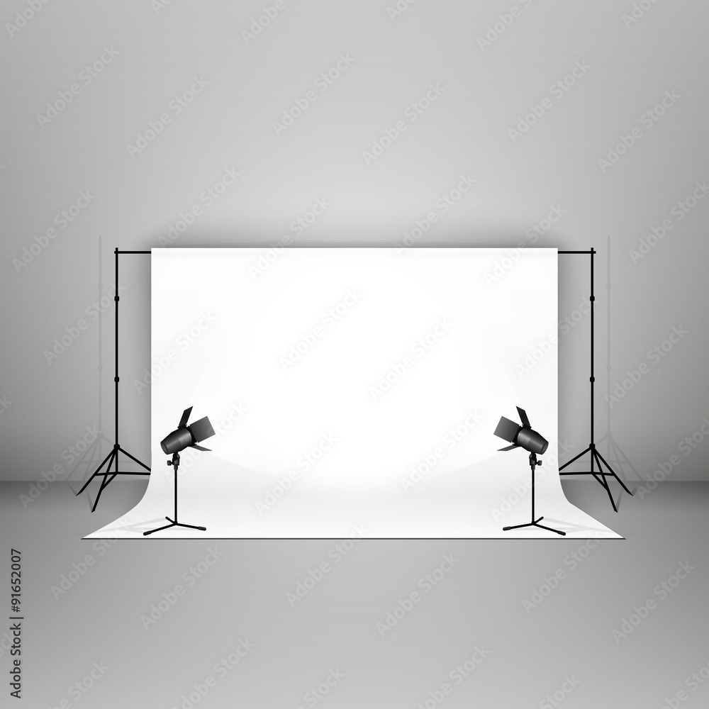 Canvas Prints empty photo studio with equipment. vector illustration.