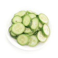 Cucumber and slices isolated over white background