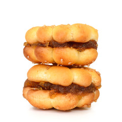 Homemade stuffed with pineapple jam in package isolate on white