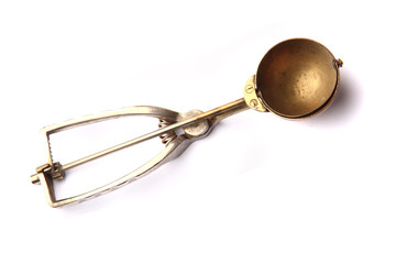 old ice cream spoon isolated