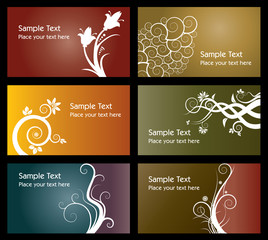 six colorful business card templates 