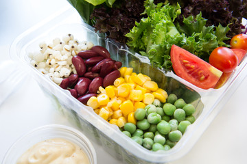 take away salads on white. Includes green salad, garden salad, g