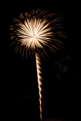 Isolated colorful fireworks display against night sky
