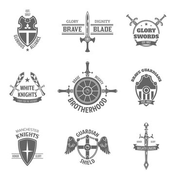 Heraldic coat of arms labels set 