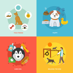 Obraz na płótnie Canvas Dog Icons Flat Set