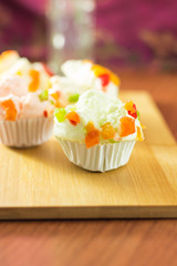 mix fruit muffins on table