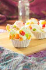 mix fruit muffins on table