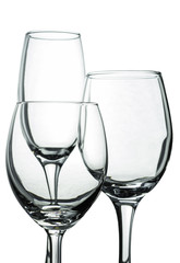 Empty group of wine glass. on a white background