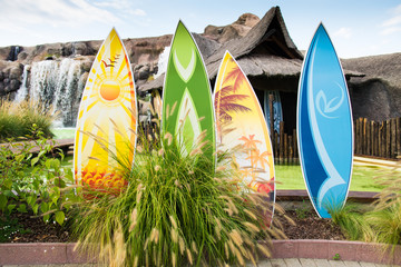 Colorful surfboards.