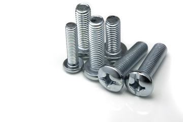 metal bolts isolated on white background