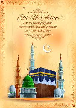 Eid ul Adha, Happy Bakra Id background with Kaaba