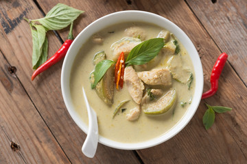 Green curry chicken, Thai cuisine.