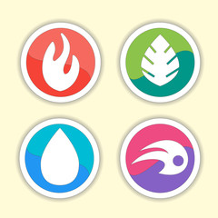 Natural elements -  vector icons set. Vector symbols of four