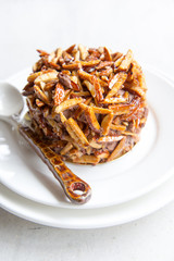 chocolate cake with almond nut on top