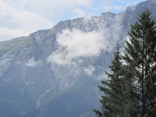 Panoramic mountain view of the Alpe di Siusi from San Valentino Castelrotto, South Tyrol - Italy