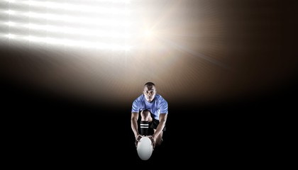 Composite image of portrait of rugby player 