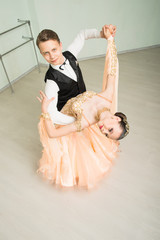 Dancing, ballroom dancing, dance studio, man and woman
