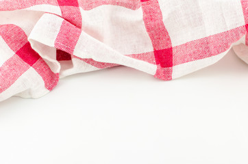 Red napkin on white background