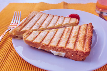 Toast with ham and cheese