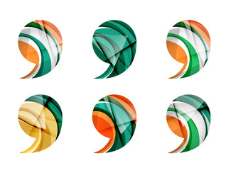 Set of abstract comma icon, business logotype concepts, clean