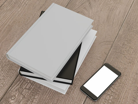 Mockup of the book with a white cover on a wood background