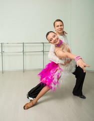 Dancing, ballroom dancing, dance studio, man and woman