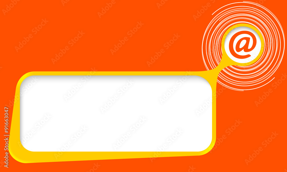 Poster Vector text box for your text with spirals and email symbol