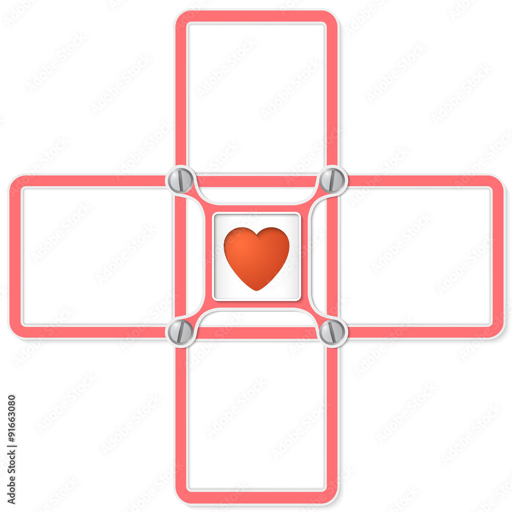 Poster four blank text frames for your text and heart symbol