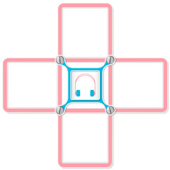 Four blank text frames for your text and headphones