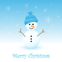 MERRY CHRISTMAS Card with snowman