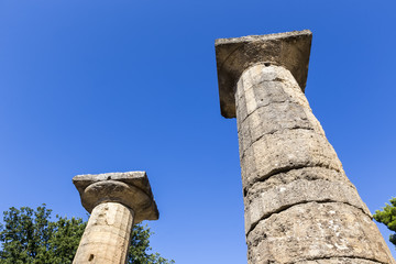 Remains of Corinthian column in Olympia, Greece