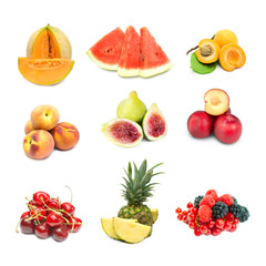 fruits on white background