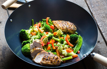 Fried chicken with vegetables