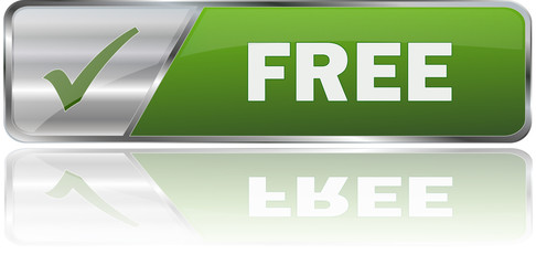 FREE  / realistic modern glossy 3D vector eps banner in green with metallic border and checkmark