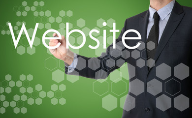 businessman writing Website and drawing with some modern pattern