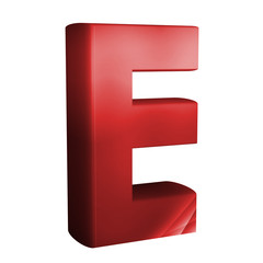 beautiful red 3d font. Letter E.