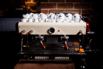 Professional espresso machine in pub, bar, restaurant.